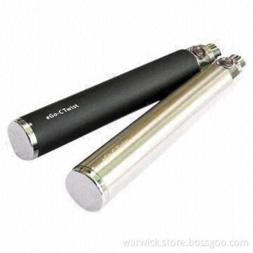 Variable Voltage eGo-Twist battery, 650mAh/900mAh/1100mAh/1300mAh Capacity, 3.2V to 4.8V